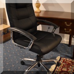 F21. Leatherette rolling desk chair 48”h x 26”w x 25”d - $45